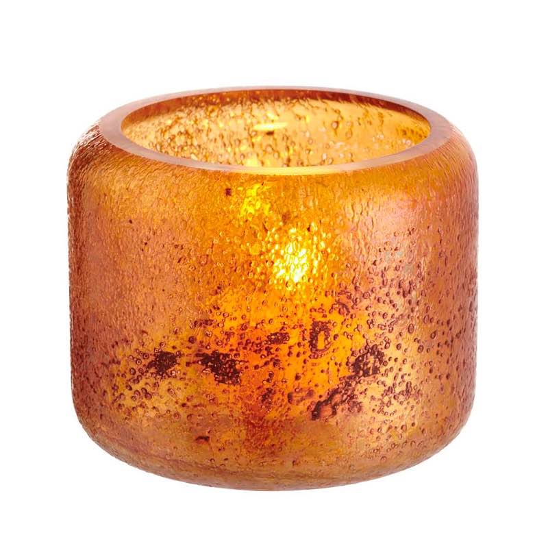 Hubbard Glass Tealight Holders - Orange Glaze